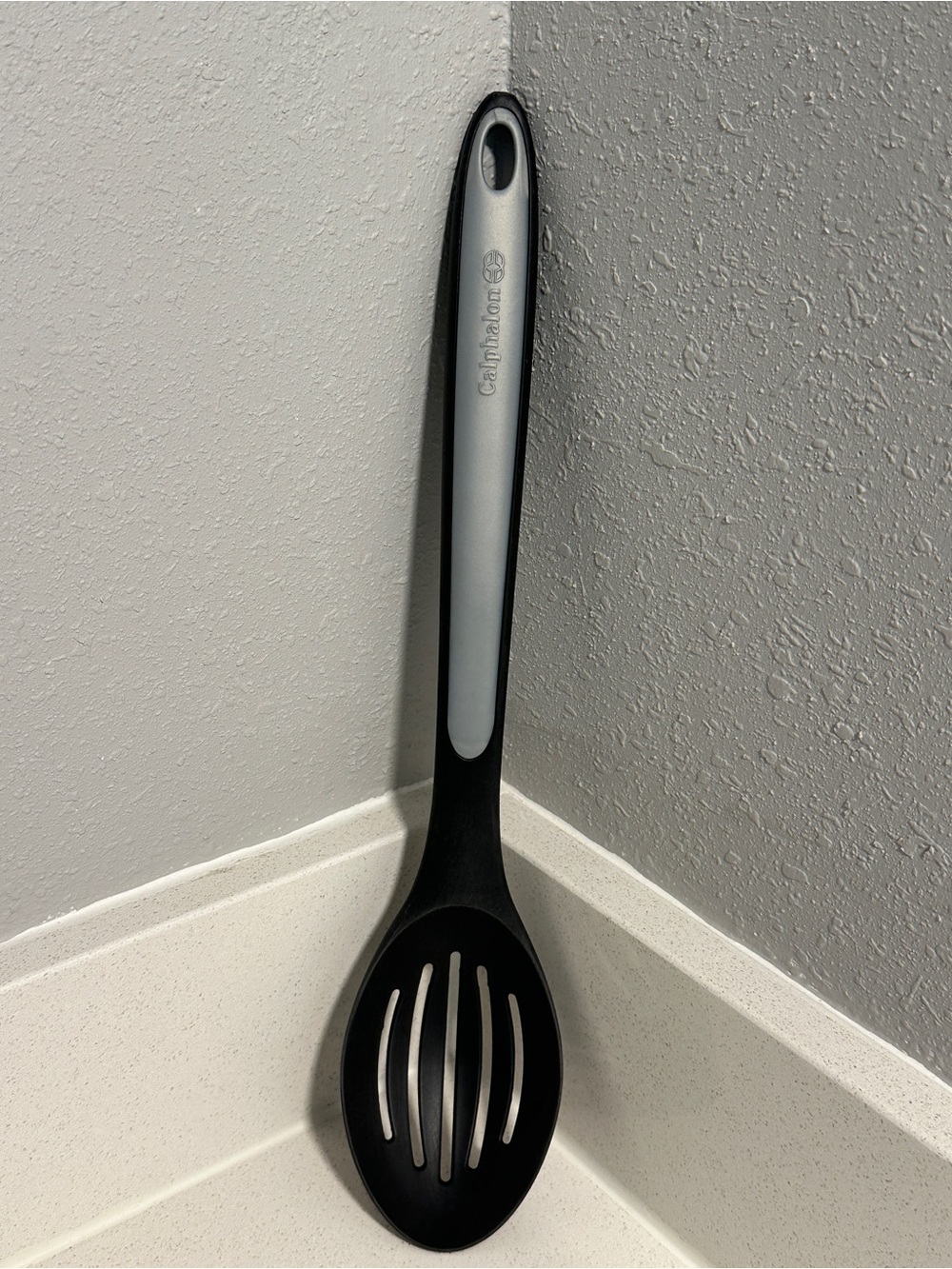Calphalon Select Slotted Serving Spoon, Nylon/Silicone, Gray/Black, 13.5"